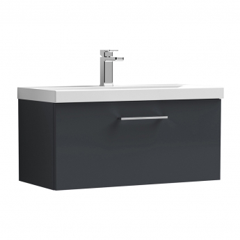 Nuie Arno Wall Hung 1-Drawer Vanity Unit with Basin-1 800mm Wide - Satin Anthracite