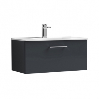 Nuie Arno Wall Hung 1-Drawer Vanity Unit with Basin-2 800mm Wide - Satin Anthracite