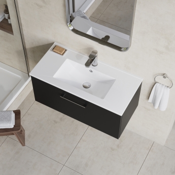 Nuie Arno Wall Hung 1-Drawer Vanity Unit with Basin-2 800mm Wide - Satin Anthracite