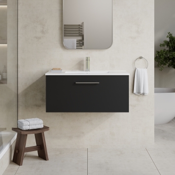 Nuie Arno Wall Hung 1-Drawer Vanity Unit with Basin-2 800mm Wide - Satin Anthracite