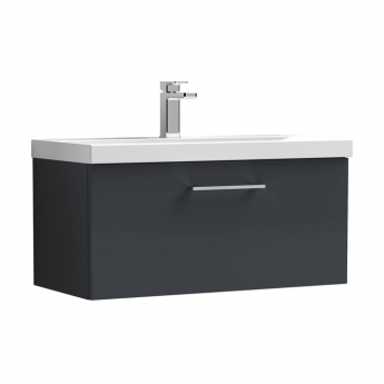Nuie Arno Wall Hung 1-Drawer Vanity Unit with Basin-3 800mm Wide - Satin Anthracite