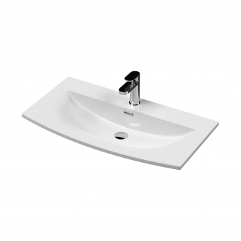 Nuie Arno Wall Hung 2-Drawer Vanity Unit with Basin-4 800mm Wide - Solace Oak Woodgrain