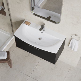 Nuie Arno Wall Hung 1-Drawer Vanity Unit with Basin-4 800mm Wide - Satin Anthracite