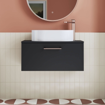 Arno 800mm 1-Drawer Wall Hung Vanity Unit with Countertop | Product Image