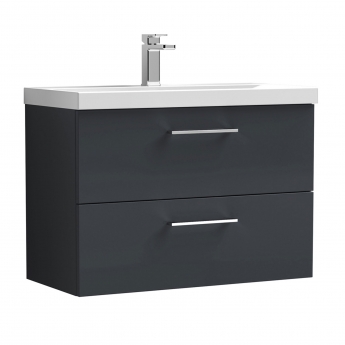 Nuie Arno Wall Hung 2-Drawer Vanity Unit with Basin-1 800mm Wide - Satin Anthracite