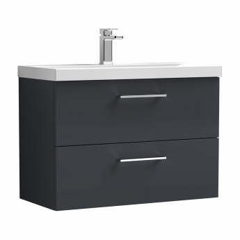 Nuie Arno Wall Hung 2-Drawer Vanity Unit with Basin-3 800mm Wide - Satin Anthracite