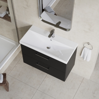 Nuie Arno Wall Hung 2-Drawer Vanity Unit with Basin-3 800mm Wide - Satin Anthracite