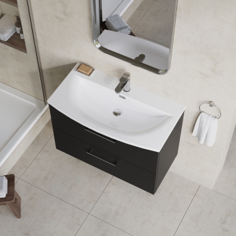 Nuie Arno Wall Hung 2-Drawer Vanity Unit with Basin-4 800mm Wide - Satin Anthracite