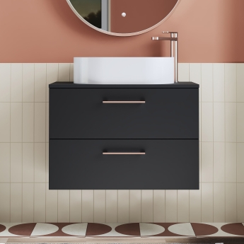 Arno 800mm 2-Drawer Wall Hung Vanity Unit with Countertop | Product Image