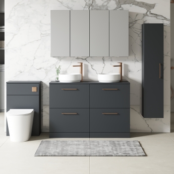 Nuie Arno Floor Standing 4-Drawer Vanity Unit with Worktop 1200mm Wide - Satin Anthracite