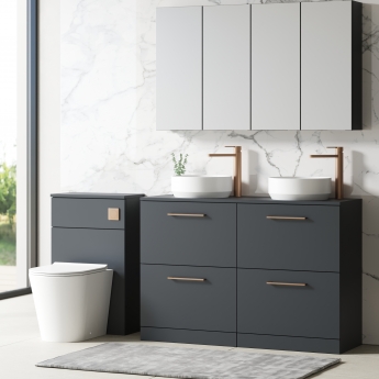 Nuie Arno Floor Standing 4-Drawer Vanity Unit with Worktop 1200mm Wide - Satin Anthracite