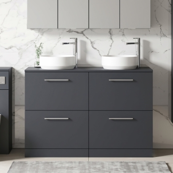Arno Twin 1200mm 4-Drawer Floor Standing Vanity Unit with Countertop | Product Image