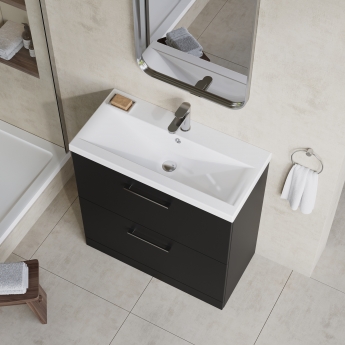 Nuie Arno Floor Standing 2-Drawer Vanity Unit with Basin-1 800mm Wide - Satin Anthracite