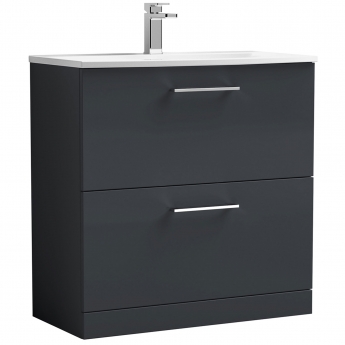 Nuie Arno Floor Standing 2-Drawer Vanity Unit with Basin-4 800mm Wide - Satin Anthracite