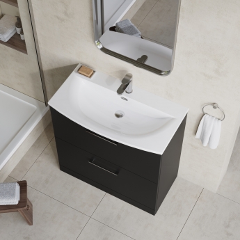 Nuie Arno Floor Standing 2-Drawer Vanity Unit with Basin-4 800mm Wide - Satin Anthracite