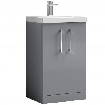 Nuie Arno Floor Standing 2-Door Vanity Unit with Basin-1 500mm Wide - Satin Grey