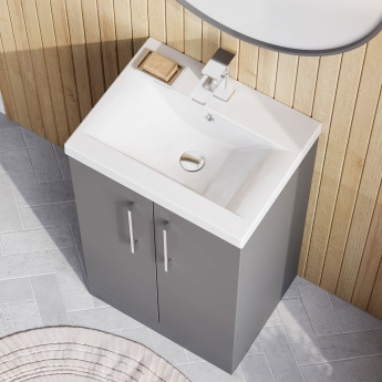 Nuie Arno Floor Standing 2-Door Vanity Unit with Basin-1 500mm Wide - Satin Grey | Product Image