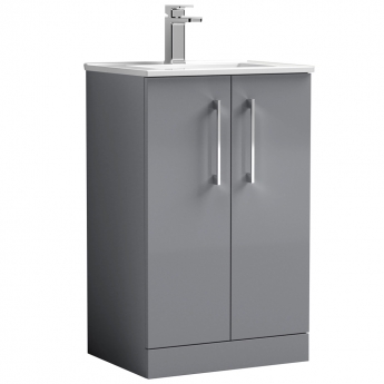 Nuie Arno Floor Standing 2-Door Vanity Unit with Basin-2 500mm Wide - Satin Grey