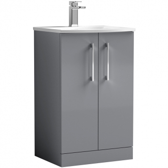 Nuie Arno Floor Standing 2-Door Vanity Unit with Basin-4 500mm Wide - Satin Grey