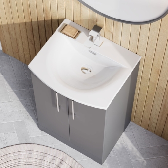 Nuie Arno Floor Standing 2-Door Vanity Unit with Basin-4 500mm Wide - Satin Grey | Product Image
