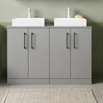 Arno Twin 1200mm 4-Door Floor Standing Vanity Unit with Countertop