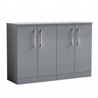 Nuie Arno Floor Standing 4-Door Vanity Unit with Worktop 1200mm Wide - Satin Grey
