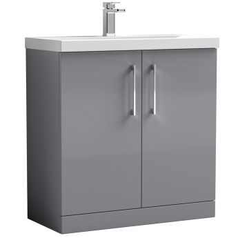 Nuie Arno Floor Standing 2-Door Vanity Unit with Basin-1 800mm Wide - Satin Grey