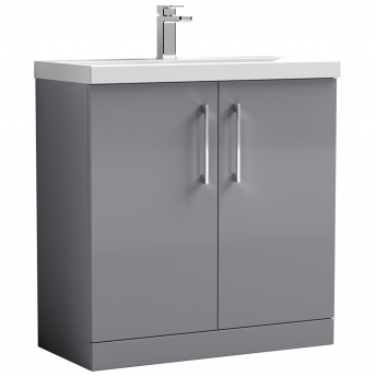 Nuie Arno Floor Standing 2-Door Vanity Unit with Basin-3 800mm Wide - Satin Grey