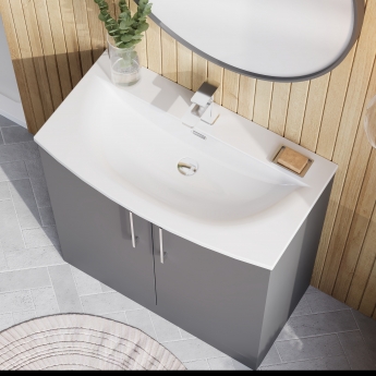 Nuie Arno Floor Standing 2-Door Vanity Unit with Basin-4 800mm Wide - Satin Grey