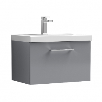 Nuie Arno Wall Hung 1-Drawer Vanity Unit with Basin-3 600mm Wide - Satin Grey