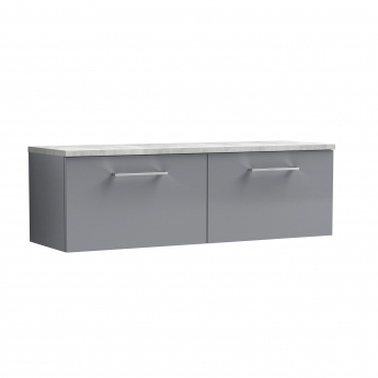 Nuie Arno Wall Hung 2-Drawer Vanity Unit with Bellato Grey Worktop 1200mm Wide - Satin Grey | Product Image
