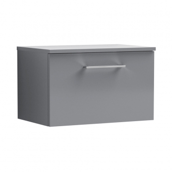 Nuie Arno Wall Hung 1-Drawer Vanity Unit with Worktop 600mm Wide - Satin Grey