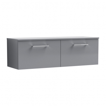 Nuie Arno Wall Hung 2-Drawer Vanity Unit with Worktop 1200mm Wide - Satin Grey
