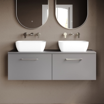 Arno Twin 1200mm 2-Drawer Wall Hung Vanity Unit with Countertop | Product Image