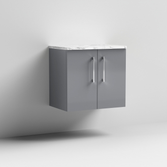 Arno 600mm 2-Door Wall Hung Vanity Unit with Countertop
