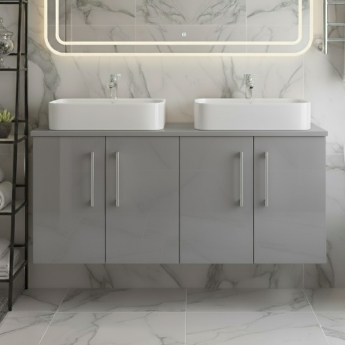 Arno Twin 1200mm 4-Door Wall Hung Vanity Unit with Countertop