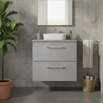 Arno 600mm 2-Drawer Wall Hung Vanity Unit with Countertop