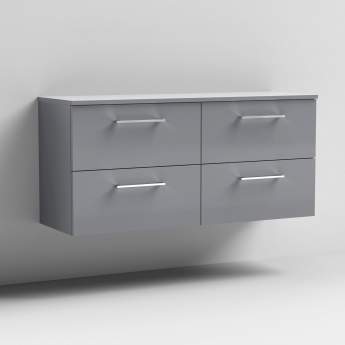 Arno Twin 1200mm 4-Drawer Wall Hung Vanity Unit with Countertop