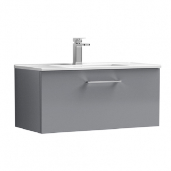 Nuie Arno Wall Hung 1-Drawer Vanity Unit with Basin-2 800mm Wide - Satin Grey