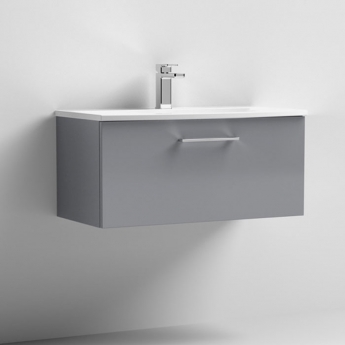 Nuie Arno Wall Hung 1-Drawer Vanity Unit with Basin-4 800mm Wide - Satin Grey