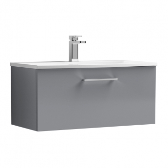 Nuie Arno Wall Hung 1-Drawer Vanity Unit with Basin-4 800mm Wide - Satin Grey