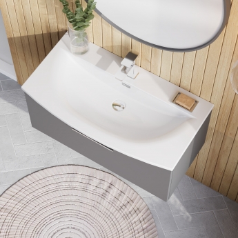 Nuie Arno Wall Hung 1-Drawer Vanity Unit with Basin-4 800mm Wide - Satin Grey