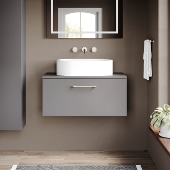 Arno 800mm 1-Drawer Wall Hung Vanity Unit with Countertop | Product Image