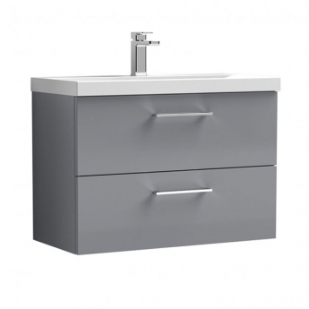 Nuie Arno Wall Hung 2-Drawer Vanity Unit with Basin-1 800mm Wide - Satin Grey
