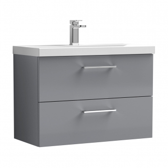 Nuie Arno Wall Hung 2-Drawer Vanity Unit with Basin-3 800mm Wide - Satin Grey