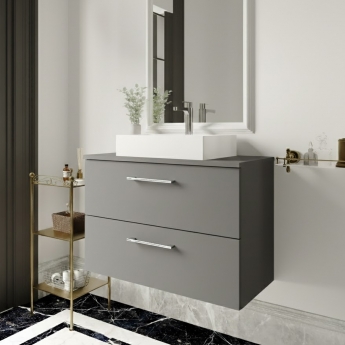 Arno 800mm 2-Drawer Wall Hung Vanity Unit with Countertop