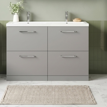 Arno Twin 1200mm 4-Drawer Floor Standing Vanity Unit | Product Image