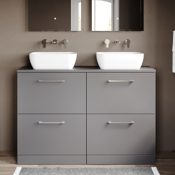 Arno Twin 1200mm 4-Drawer Floor Standing Vanity Unit with Countertop | Product Image