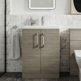Arno Woodgrain 500mm 2-Door Floor Standing Vanity Unit | Product Image