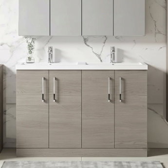 Arno Twin Woodgrain 1200mm 4-Door Floor Standing Vanity Unit | Product Image